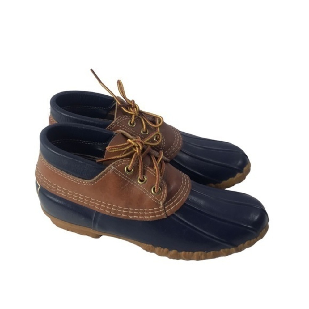 Maine Hunting Shoe L.L.Bean Waterproof Rubber Moc Boot in Tan/Navy size 8